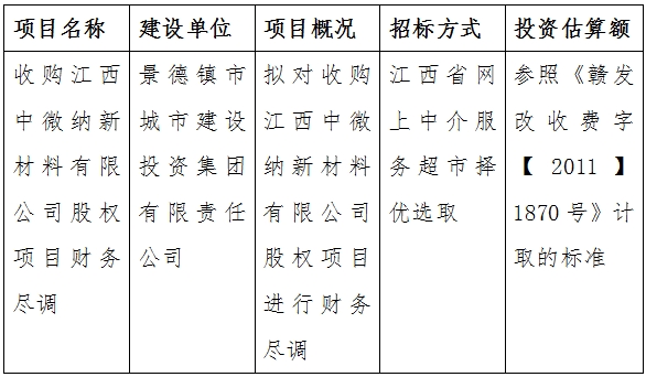 收購江西中微納新材料有限公司股權(quán)項(xiàng)目財(cái)務(wù)盡調(diào)計(jì)劃公告　